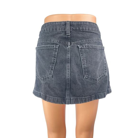 Mango MNG Women's Gray High Rise Pockets Mini Utility Denim Jeans A-Line Skirt M - Picture 2 of 4